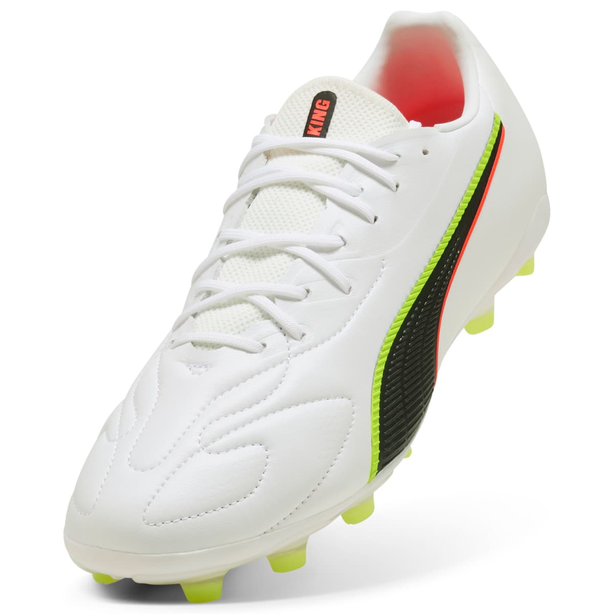 PUMA KING 20 MATCH FG/AG uniseks voetbalschoenen, Rood/Geel/Wit, Maat 46 thumbnail 2