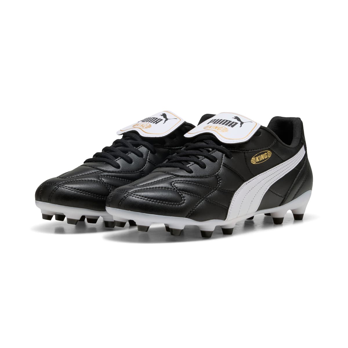 PUMA KING TOP FG/AG voetbalschoenen uniseks, Zwart/Wit/Goud, Maat 42,5 thumbnail 6