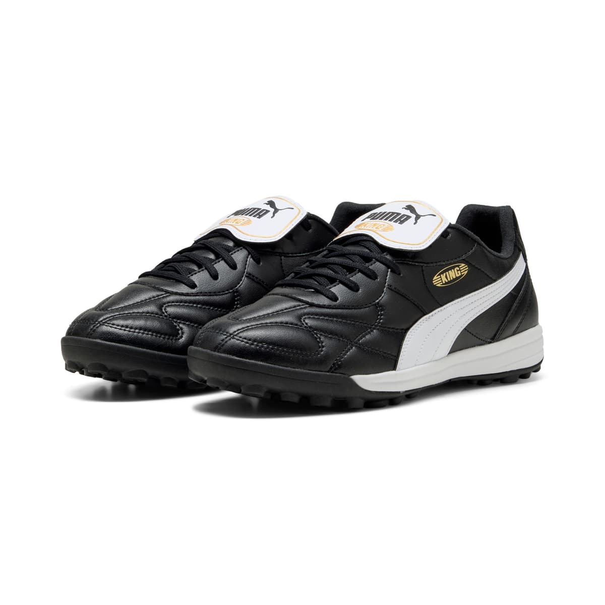 PUMA KING TOP TT voetbalschoenen uniseks, Zwart/Wit/Goud, Maat 46 thumbnail 6