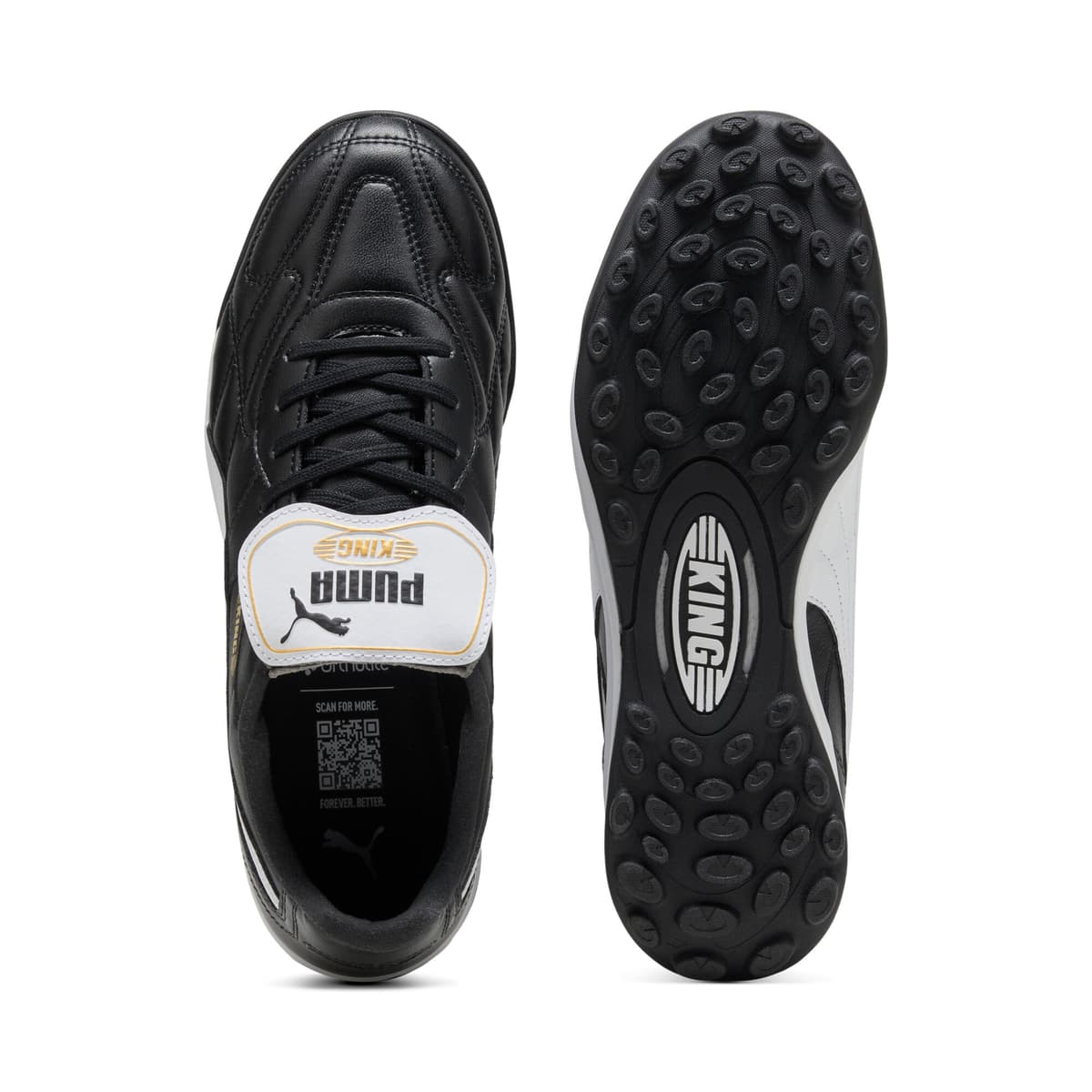 PUMA KING TOP TT voetbalschoenen uniseks, Zwart/Wit/Goud, Maat 46 thumbnail 4