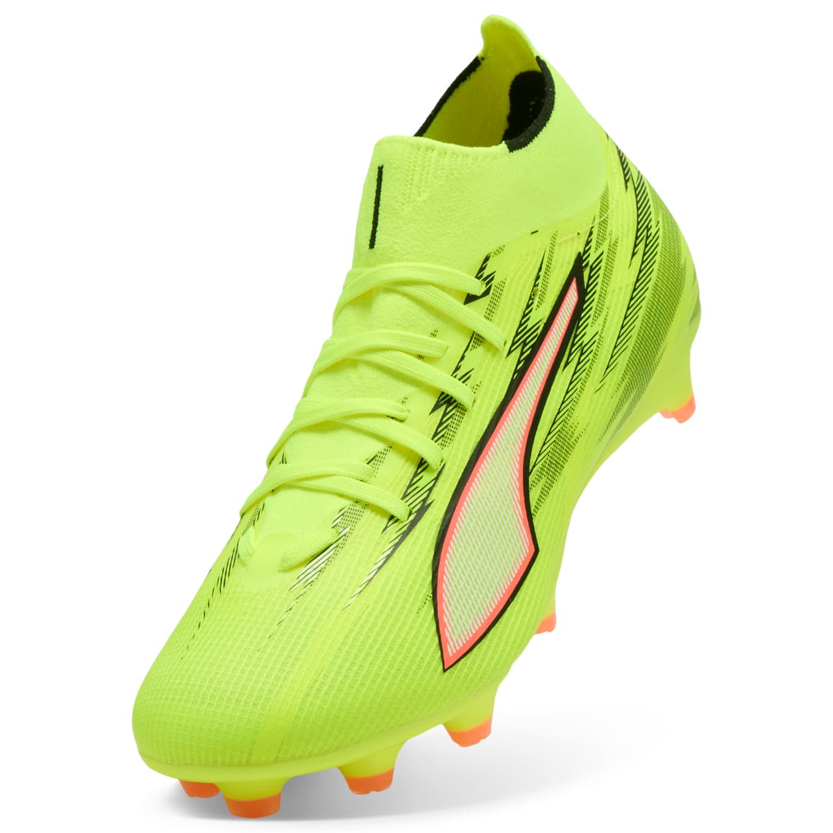 PUMA ULTRA 6 MATCH+ FG voetbalschoenen voor Dames, Zwart/Rood/Geel, Maat 40,5 thumbnail 2