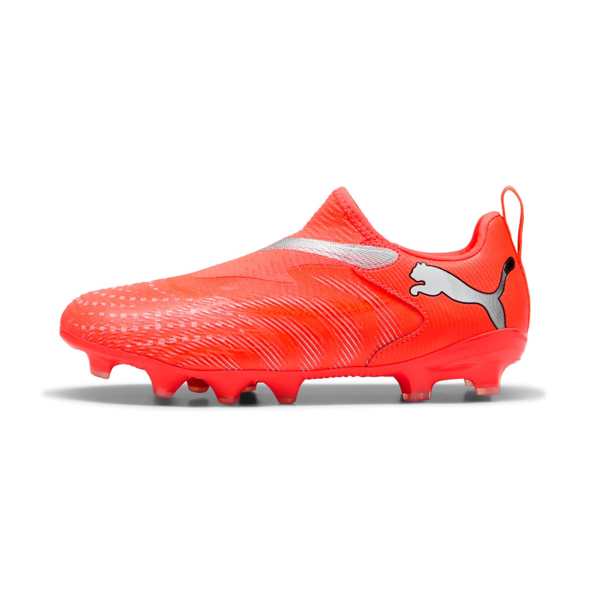 PUMA FUTURE 9 MATCH FG/AG voetbalschoenen zonder veters, Zwart/Rood/Wit, Maat 29