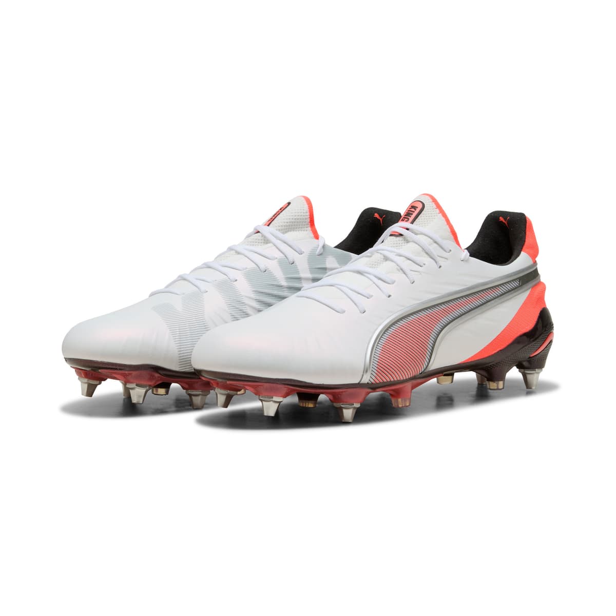 PUMA KING ULTIMATE MxSG uniseks voetbalschoenen, Rood/Wit/Zilver, Maat 45 thumbnail 6