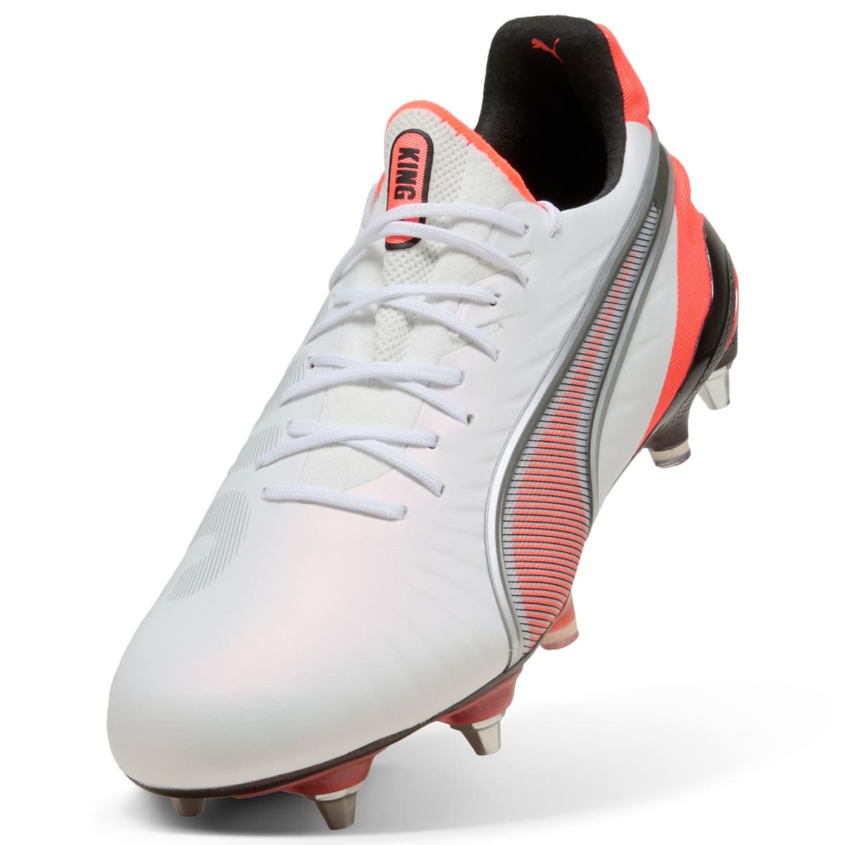 PUMA KING ULTIMATE MxSG uniseks voetbalschoenen, Rood/Wit/Zilver, Maat 45 thumbnail 2