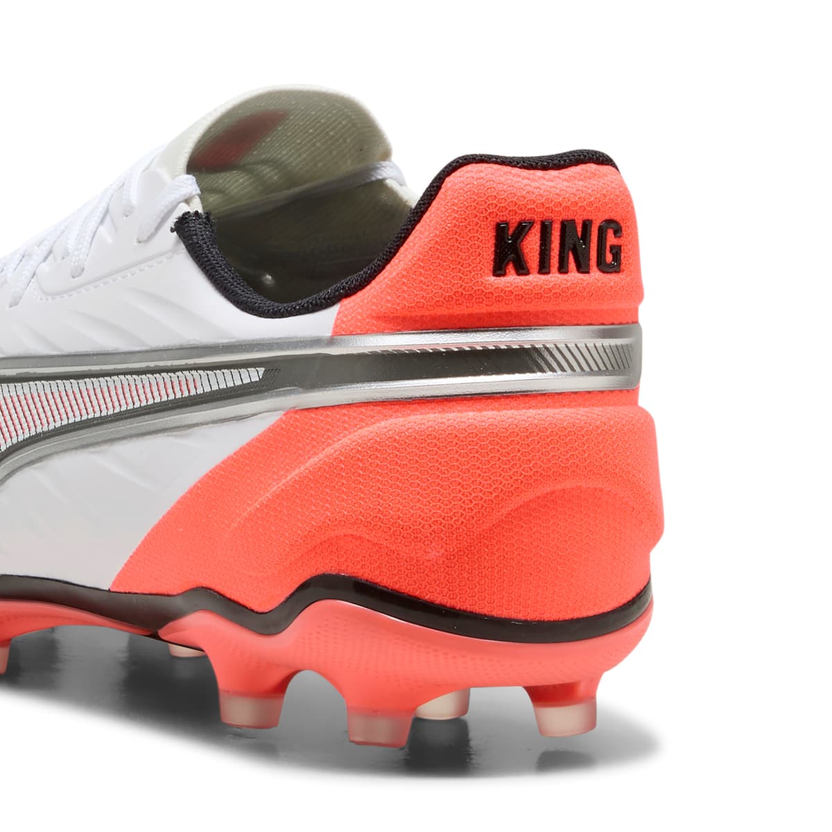 PUMA KING MATCH FG/AG uniseks voetbalschoenen, Rood/Wit/Zilver, Maat 42 thumbnail 5