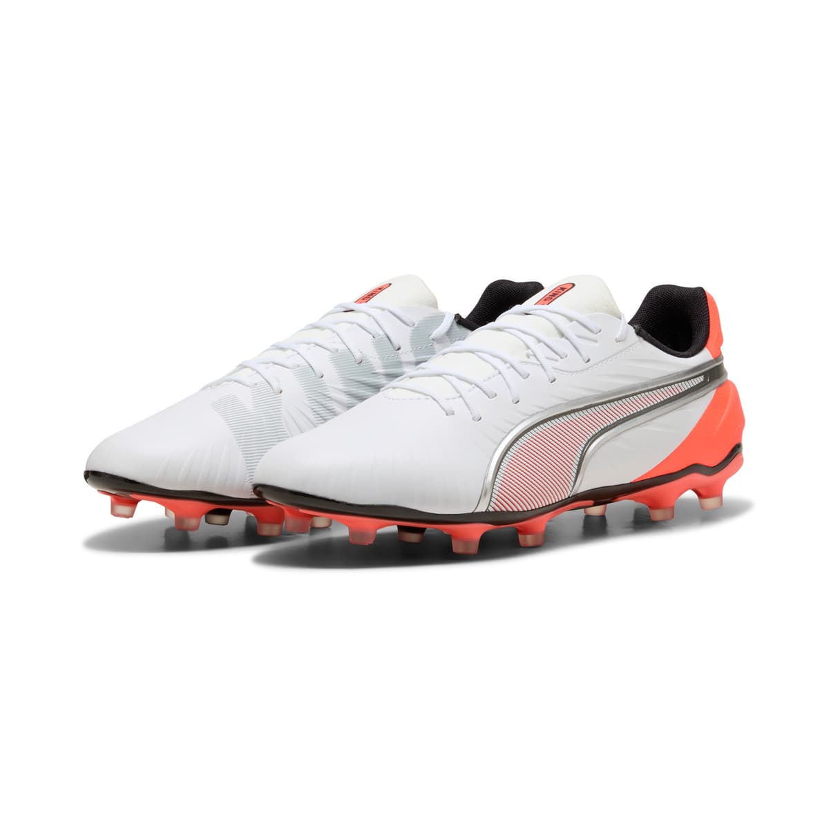 PUMA KING MATCH FG/AG uniseks voetbalschoenen, Rood/Wit/Zilver, Maat 42 thumbnail 6