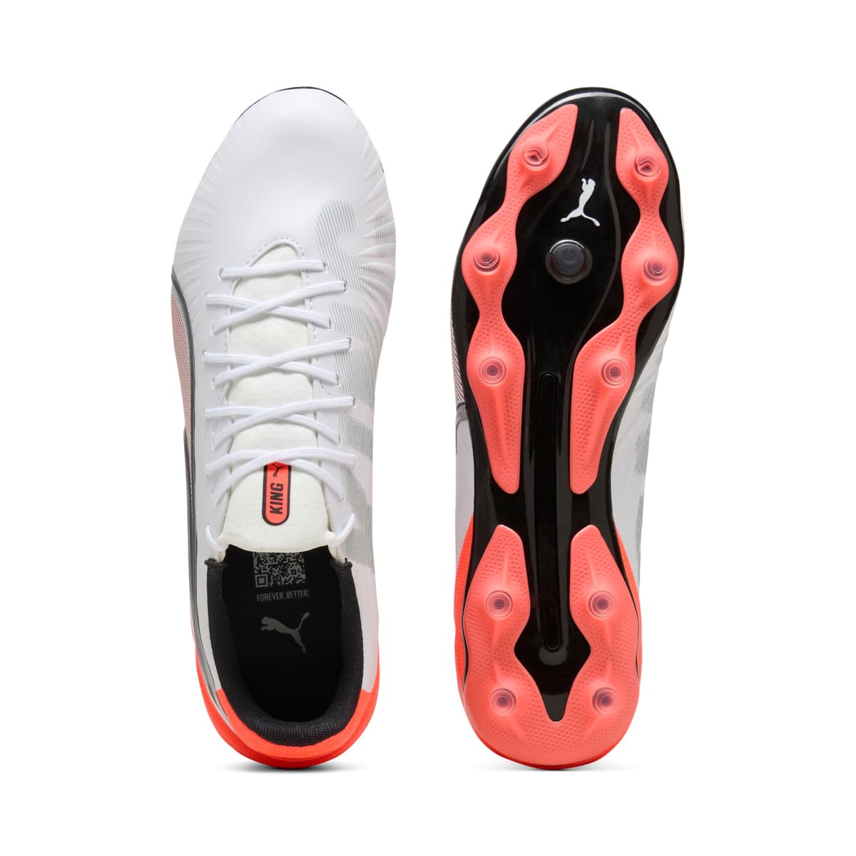 PUMA KING MATCH FG/AG uniseks voetbalschoenen, Rood/Wit/Zilver, Maat 42 thumbnail 4