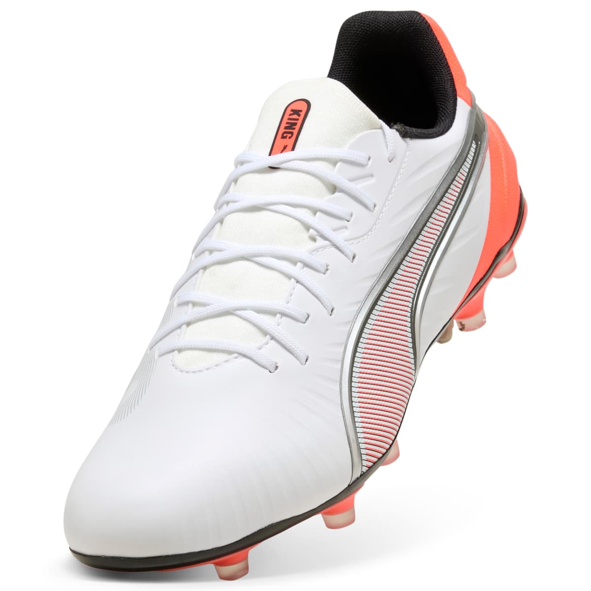 PUMA KING MATCH FG/AG uniseks voetbalschoenen, Rood/Wit/Zilver, Maat 42 thumbnail 2