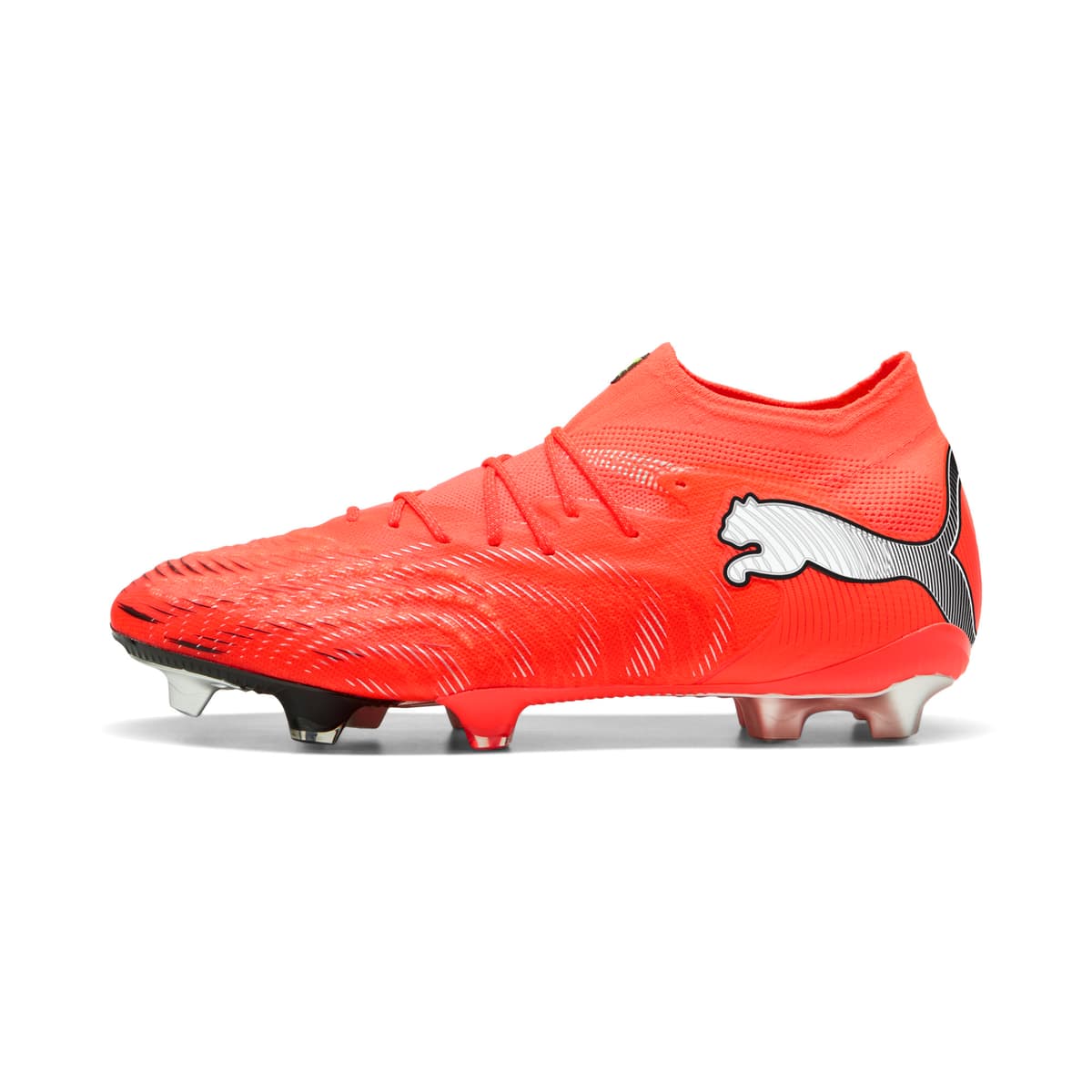 PUMA FUTURE 9 ULTIMATE FG uniseks voetbalschoenen, Zwart/Rood/Wit, Maat 38,5