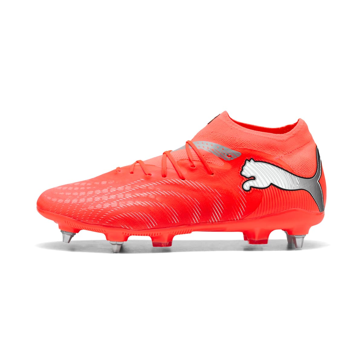 PUMA FUTURE 9 PRO MxSG uniseks voetbalschoenen, Zwart/Rood/Wit, Maat 46
