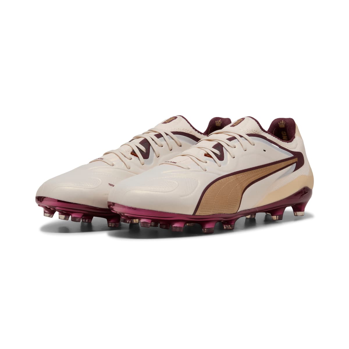 PUMA KING 20 ULTIMATE LE FG/AG uniseks voetbalschoenen, Rood/Goud/Bruin, Maat 44,5 thumbnail 7