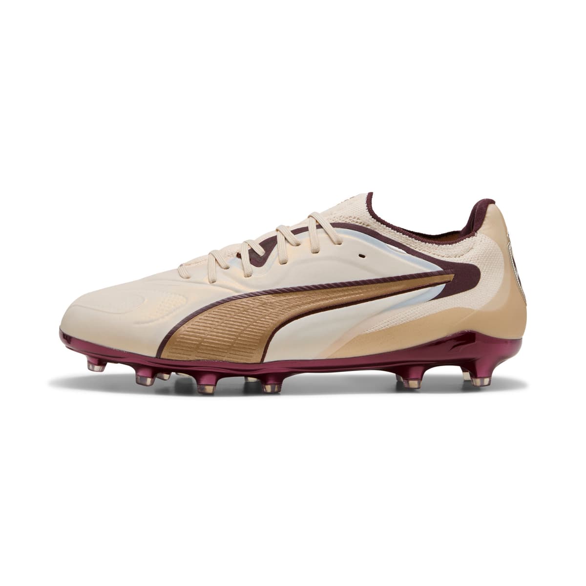 PUMA KING 20 ULTIMATE LE FG/AG uniseks voetbalschoenen, Rood/Goud/Bruin, Maat 44,5