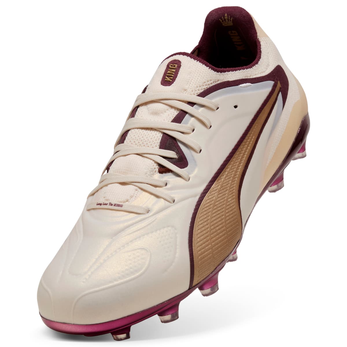 PUMA KING 20 ULTIMATE LE FG/AG uniseks voetbalschoenen, Rood/Goud/Bruin, Maat 44,5 thumbnail 3