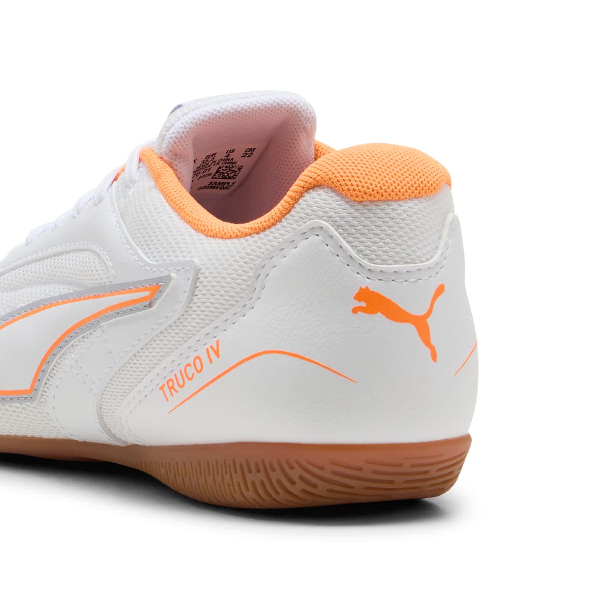 PUMA TRUCO IV zaalvoetbalschoenen, Wit/Oranje/Zilver, Maat 37 thumbnail 5
