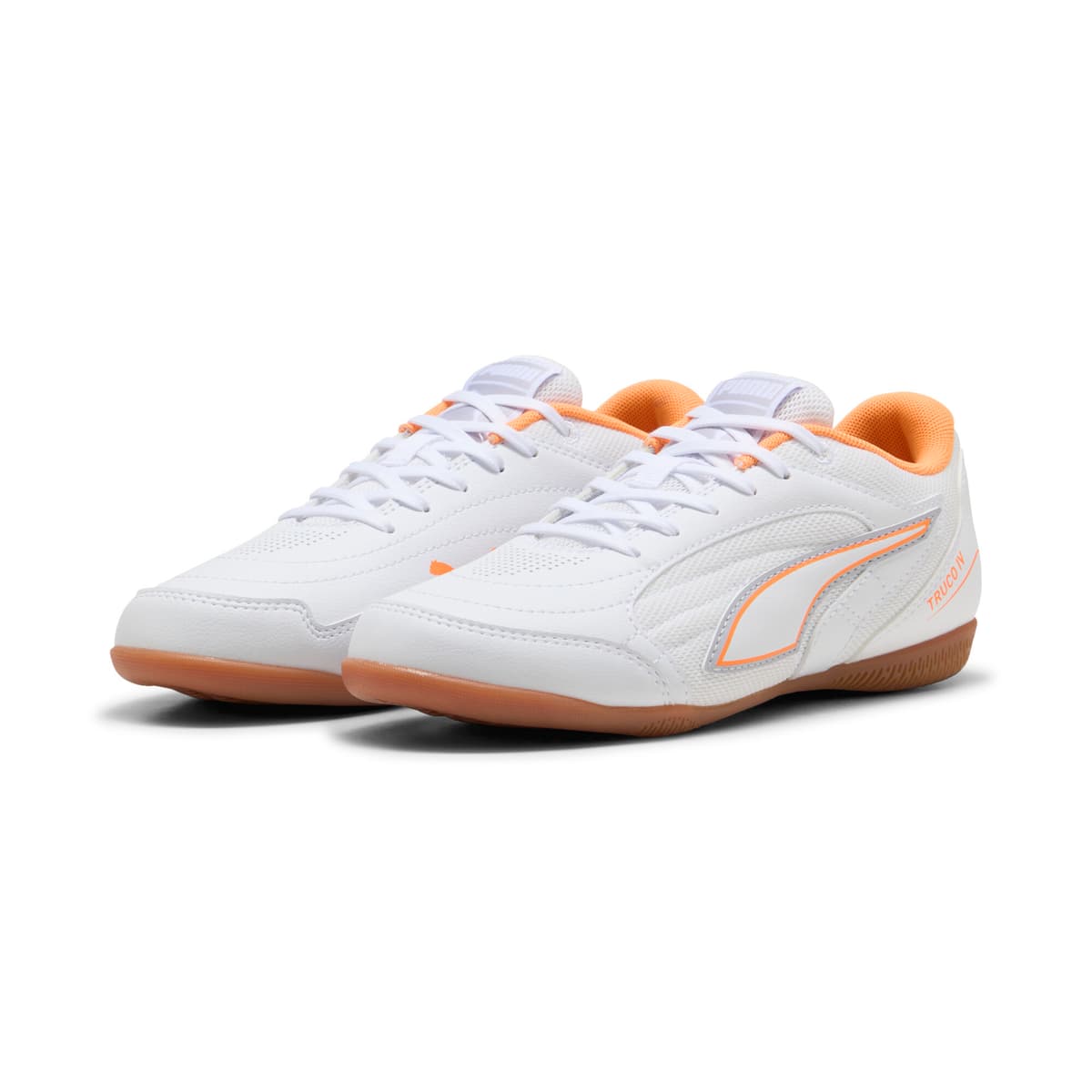 PUMA TRUCO IV zaalvoetbalschoenen, Wit/Oranje/Zilver, Maat 37 thumbnail 6
