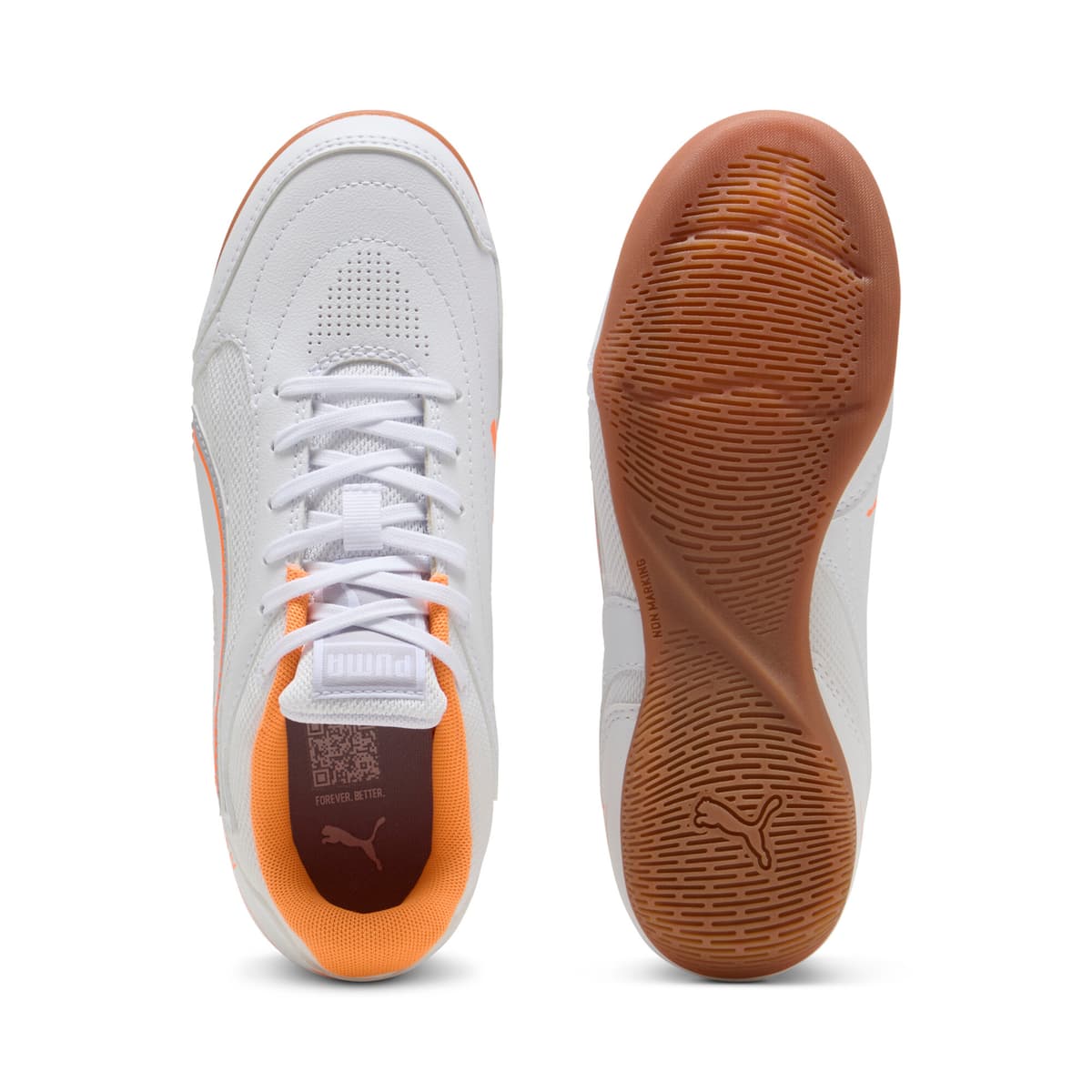 PUMA TRUCO IV zaalvoetbalschoenen, Wit/Oranje/Zilver, Maat 37 thumbnail 4