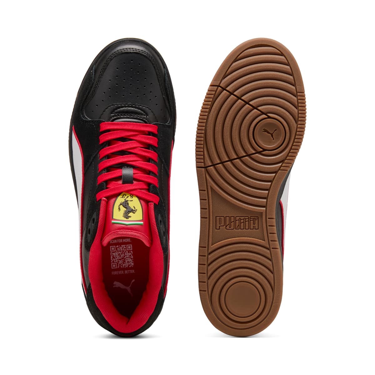 PUMA Scuderia Ferrari RBD Break lage uniseks sneakers, Zwart/Wit, Maat 42,5 thumbnail 4
