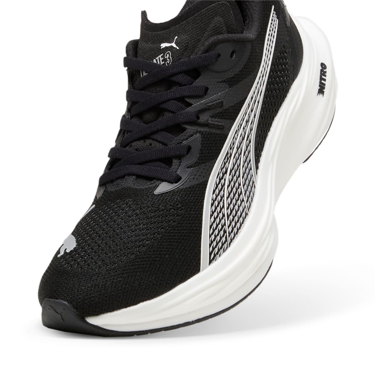 PUMA Deviate NITROâ¢ 3 hardloopschoenen voor Heren, Zwart/Wit, Maat 40 thumbnail 2