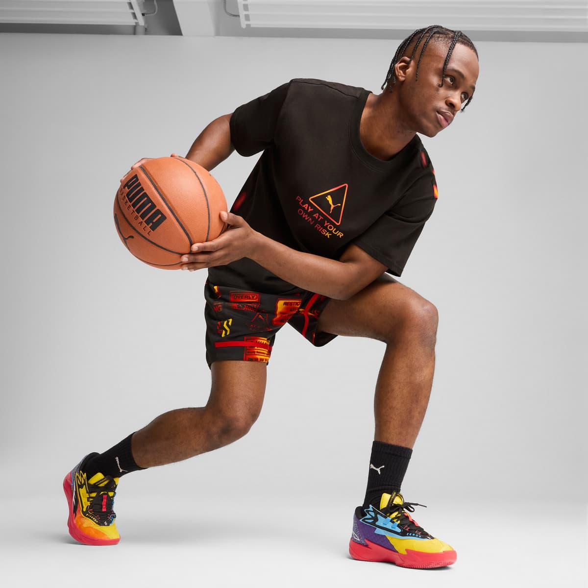 PUMA Scoot Zeros II Caution basketbalschoenen uniseks, Geel/Oranje, Maat 39 thumbnail 7