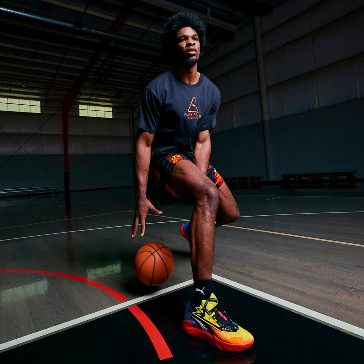 PUMA Scoot Zeros II Caution basketbalschoenen uniseks, Geel/Oranje, Maat 39 thumbnail 9