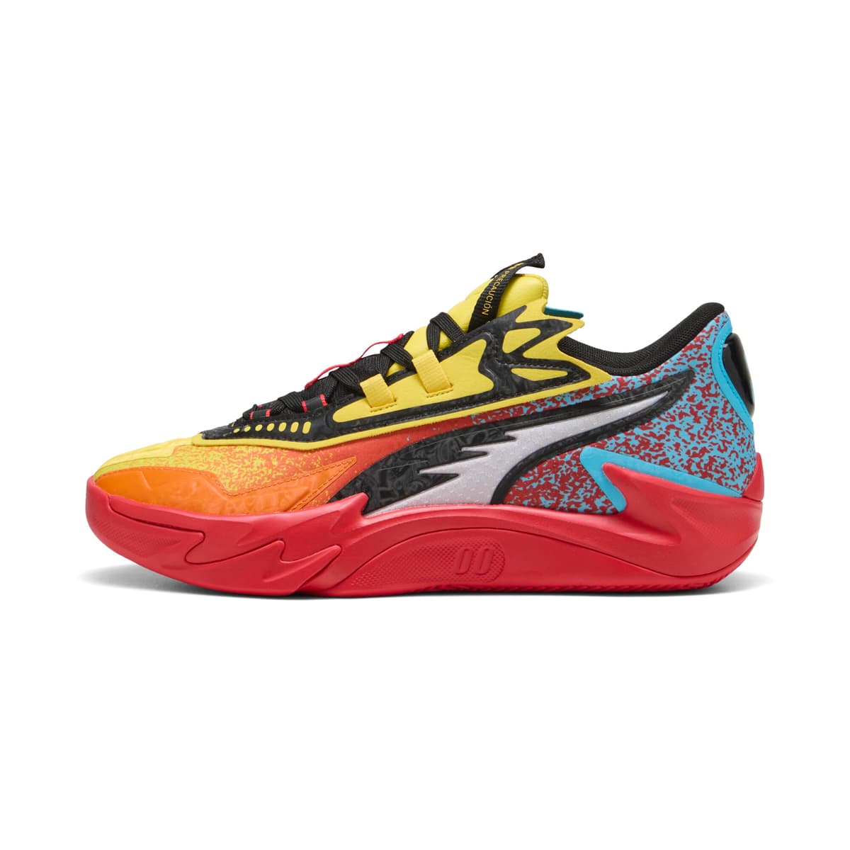 PUMA Scoot Zeros II Caution basketbalschoenen uniseks, Geel/Oranje, Maat 39