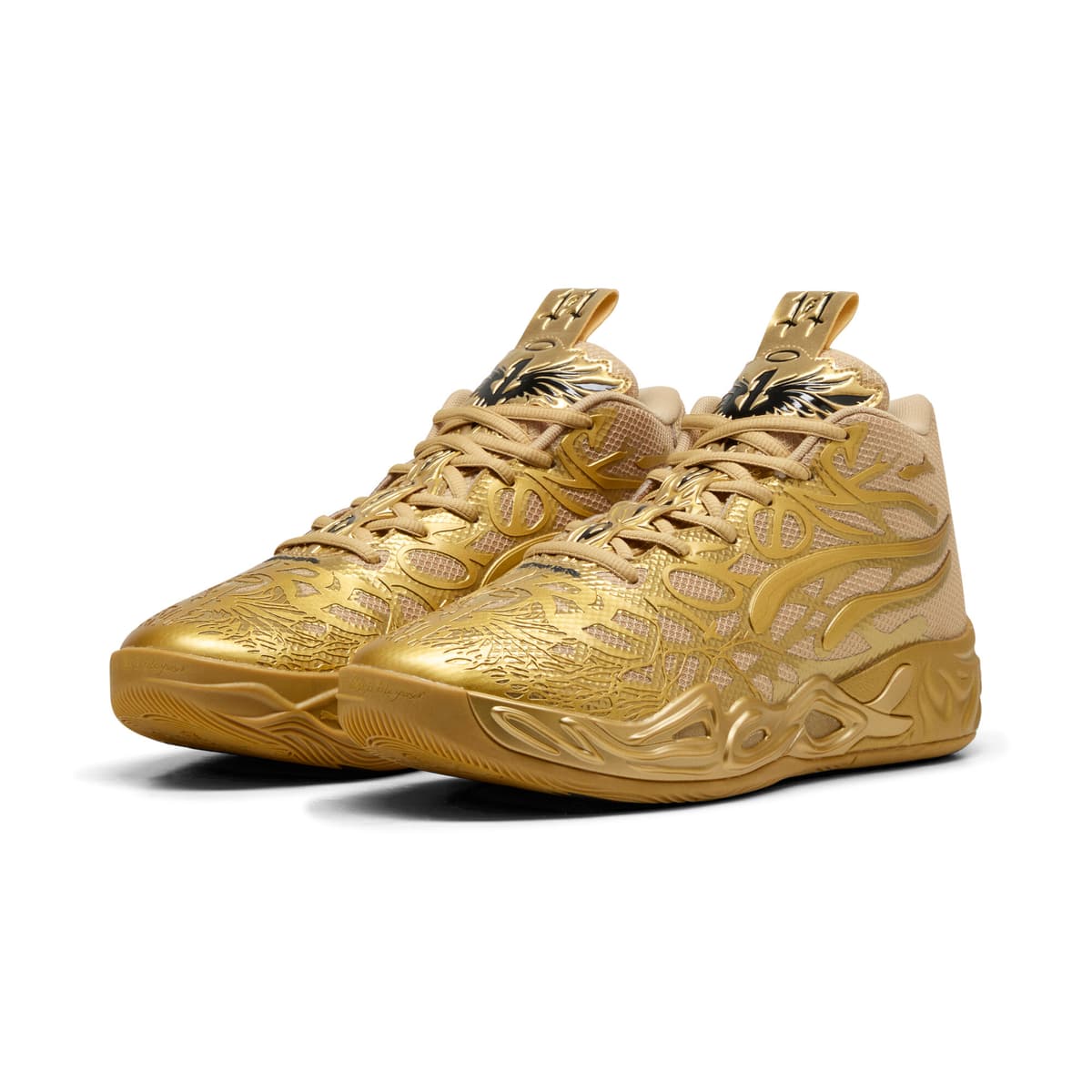 PUMA MB.04 Gouden Child basketbalschoenen uniseks, Zwart/Goud, Maat 45 thumbnail 7
