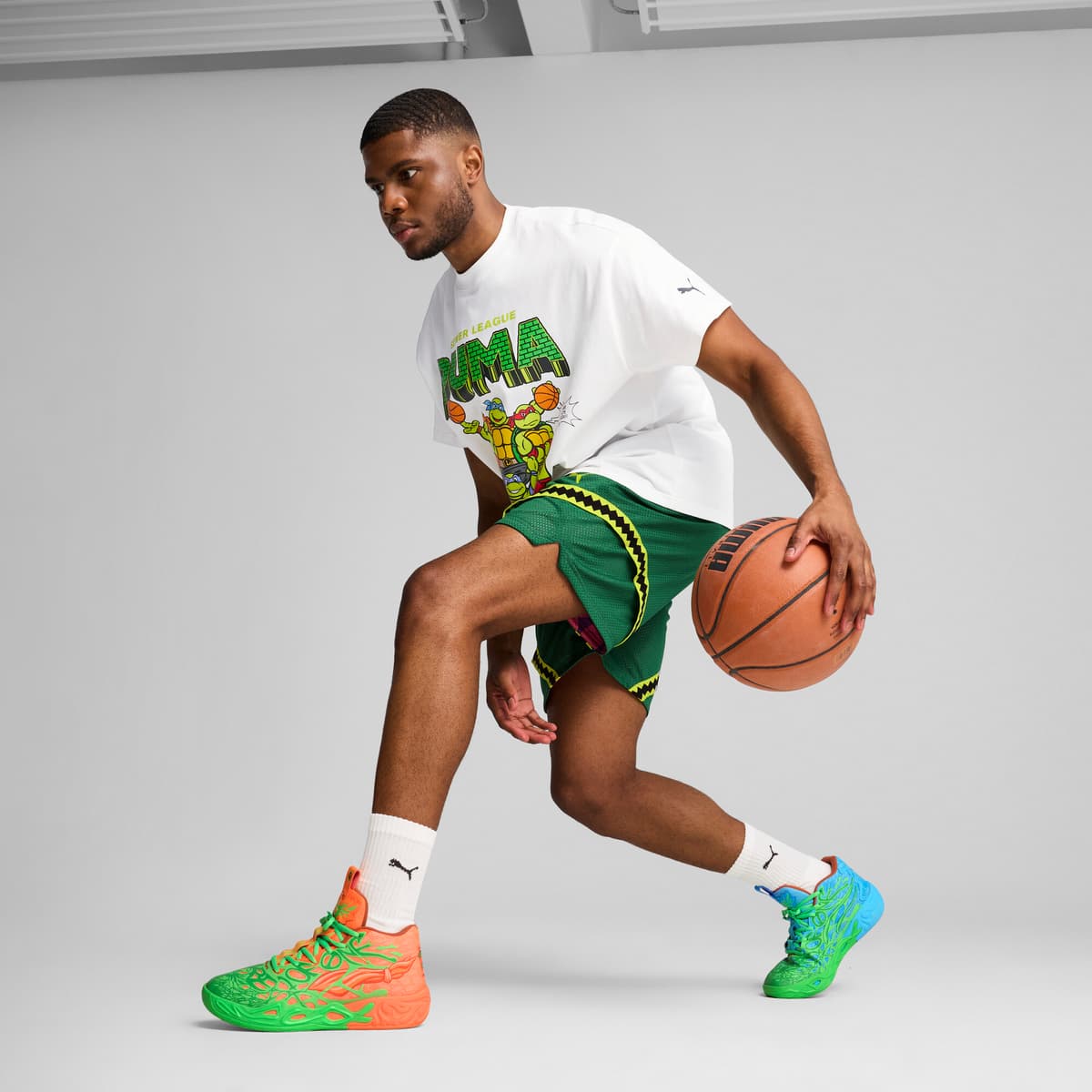 PUMA HOOPS x TMNT MB.04 LM uniseks basketbalschoenen, Groen, Maat 52 thumbnail 8