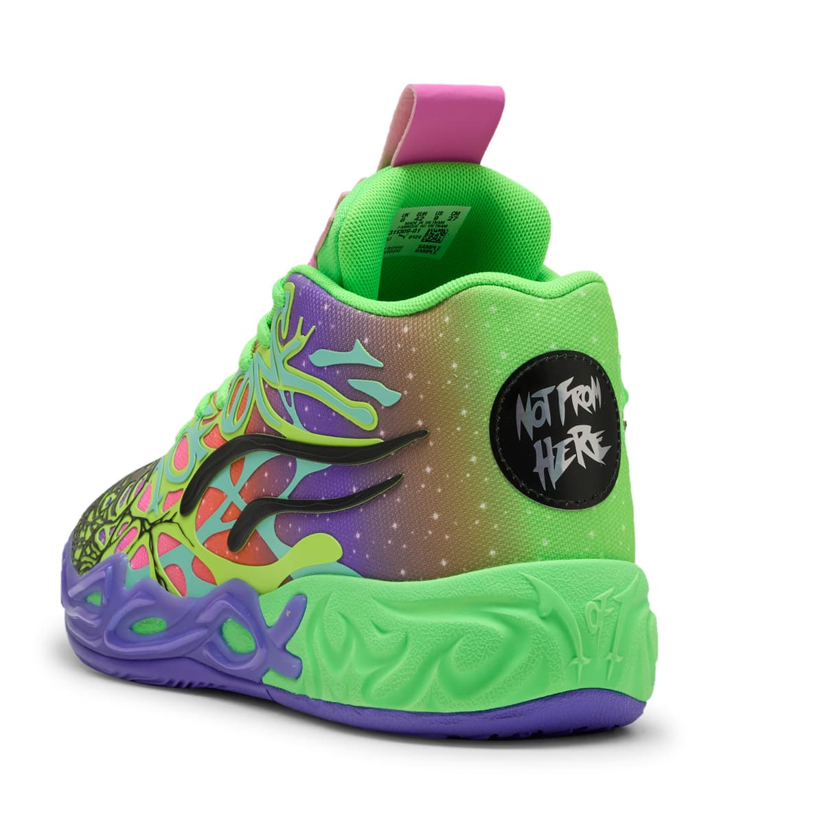 PUMA MB.04 Be You uniseks basketbalschoenen, Groen/Zwart, Maat 42,5 thumbnail 6