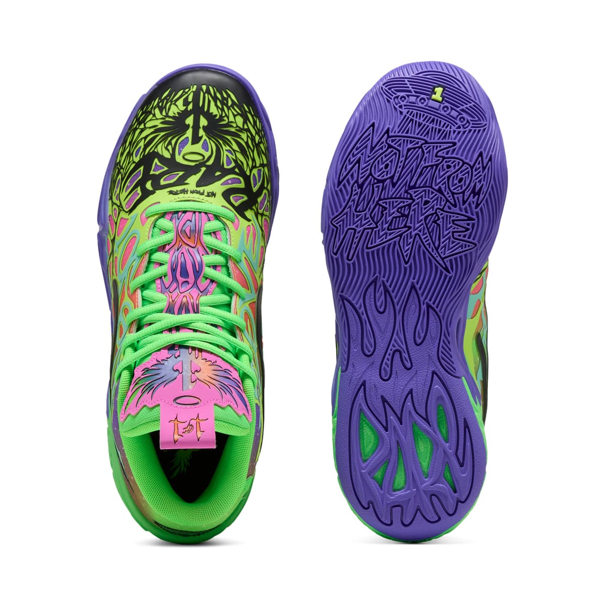 PUMA MB.04 Be You uniseks basketbalschoenen, Groen/Zwart, Maat 42,5 thumbnail 5