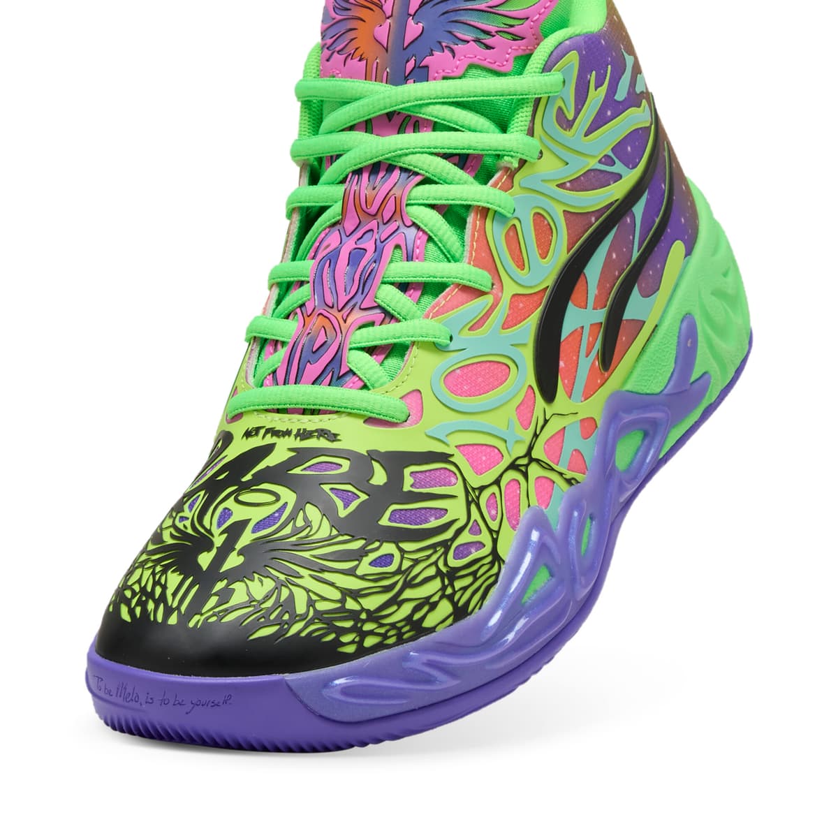 PUMA MB.04 Be You uniseks basketbalschoenen, Groen/Zwart, Maat 42,5 thumbnail 3