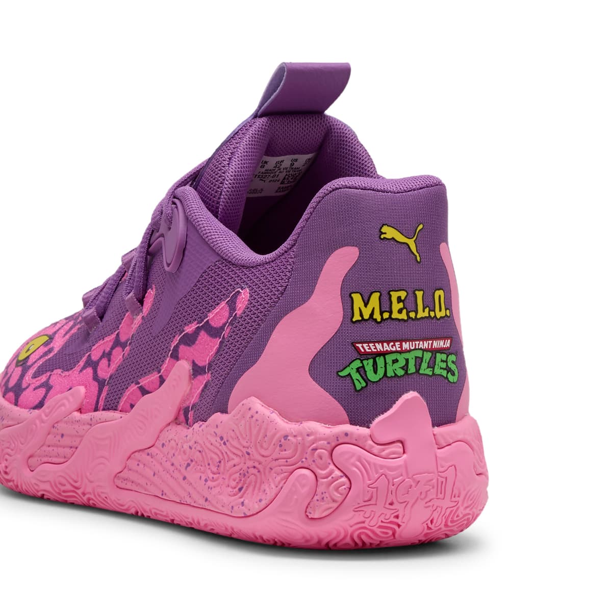 PUMA HOOPS x TNMT MB.03 Lo Krang uniseks basketbalschoenen, Roze/Geel, Maat 44,5 thumbnail 7