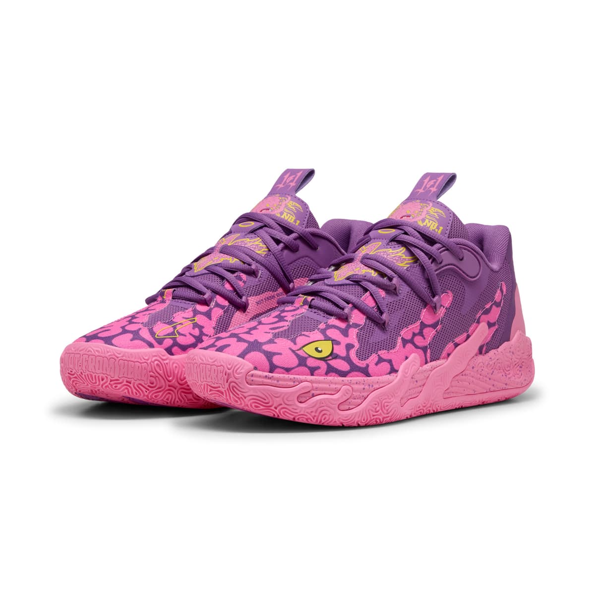 PUMA HOOPS x TNMT MB.03 Lo Krang uniseks basketbalschoenen, Roze/Geel, Maat 44,5 thumbnail 8
