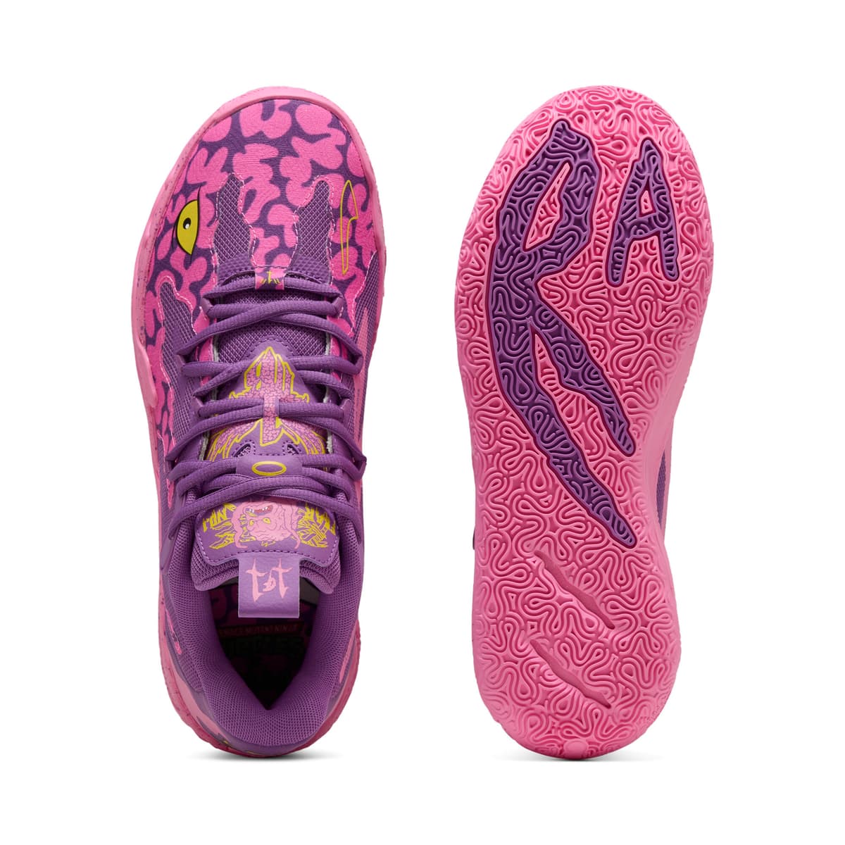 PUMA HOOPS x TNMT MB.03 Lo Krang uniseks basketbalschoenen, Roze/Geel, Maat 44,5 thumbnail 6