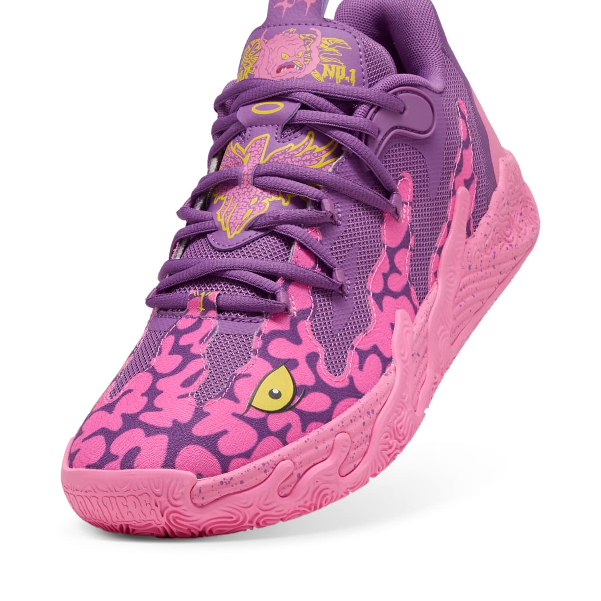PUMA HOOPS x TNMT MB.03 Lo Krang uniseks basketbalschoenen, Roze/Geel, Maat 44,5 thumbnail 4