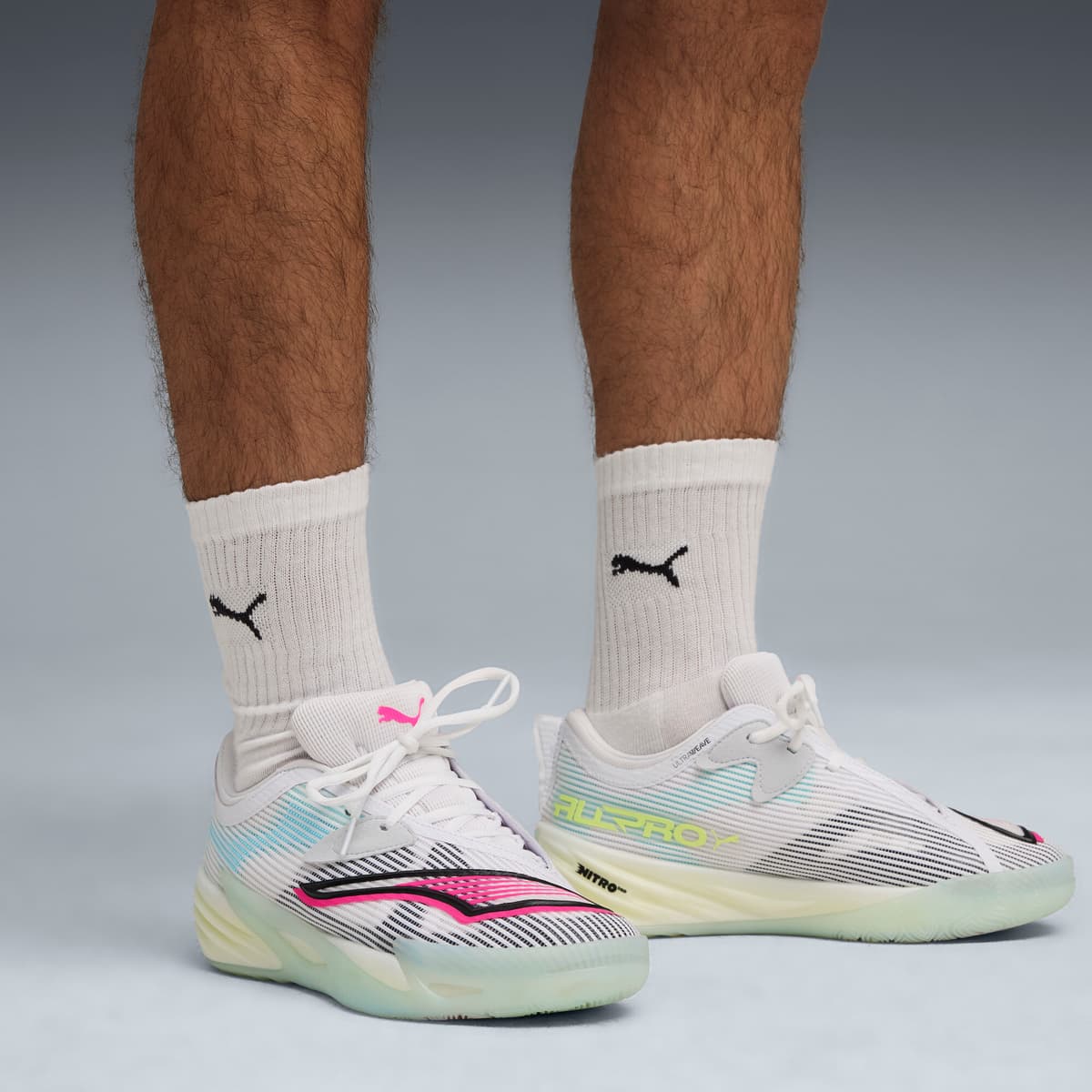 PUMA All-Pro NITROâ¢ 2 uniseks basketbalschoenen, Wit, Maat 51 thumbnail 9