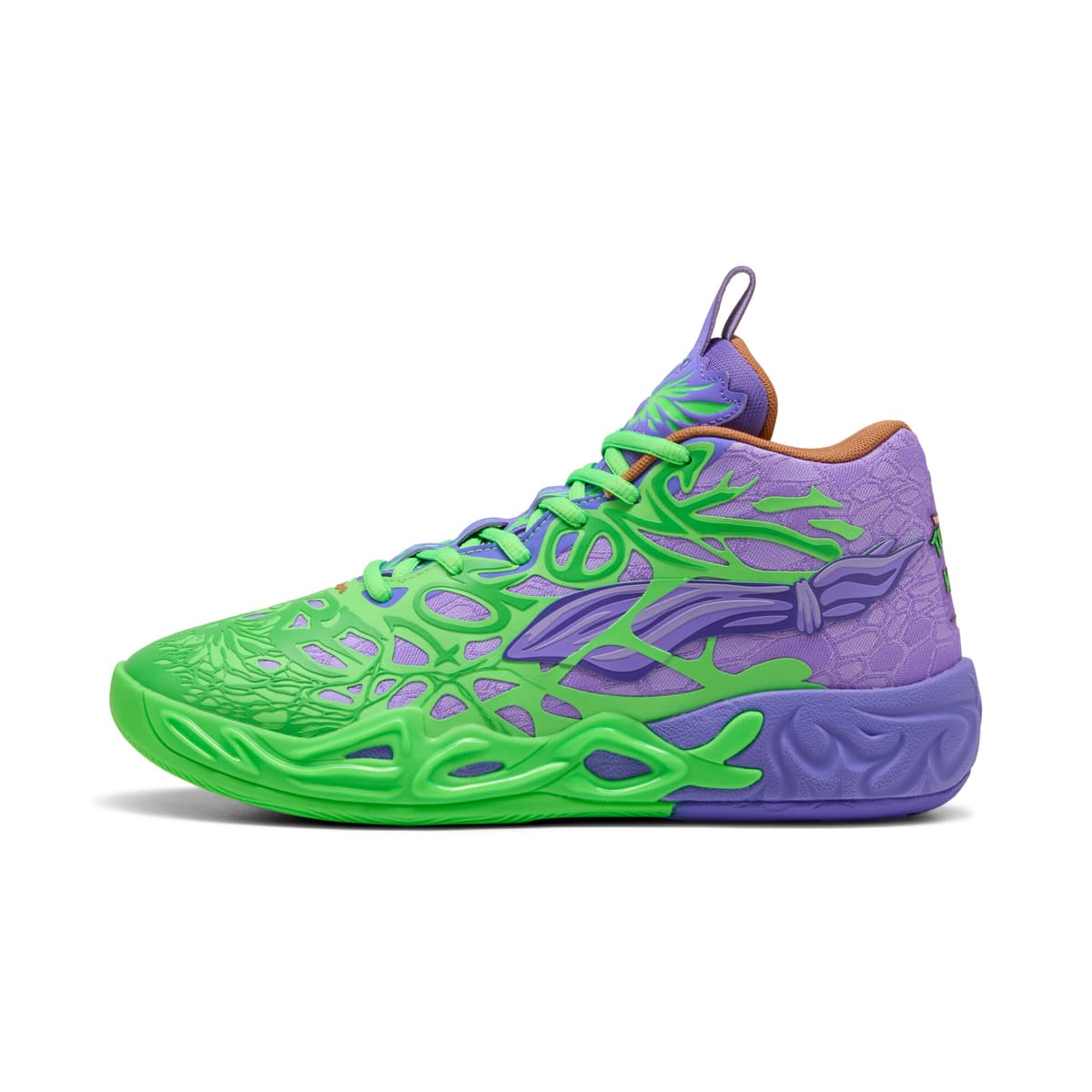 PUMA HOOPS x TMNT MB.04 RD uniseks basketbalschoenen, Groen/Rood, Maat 53,5