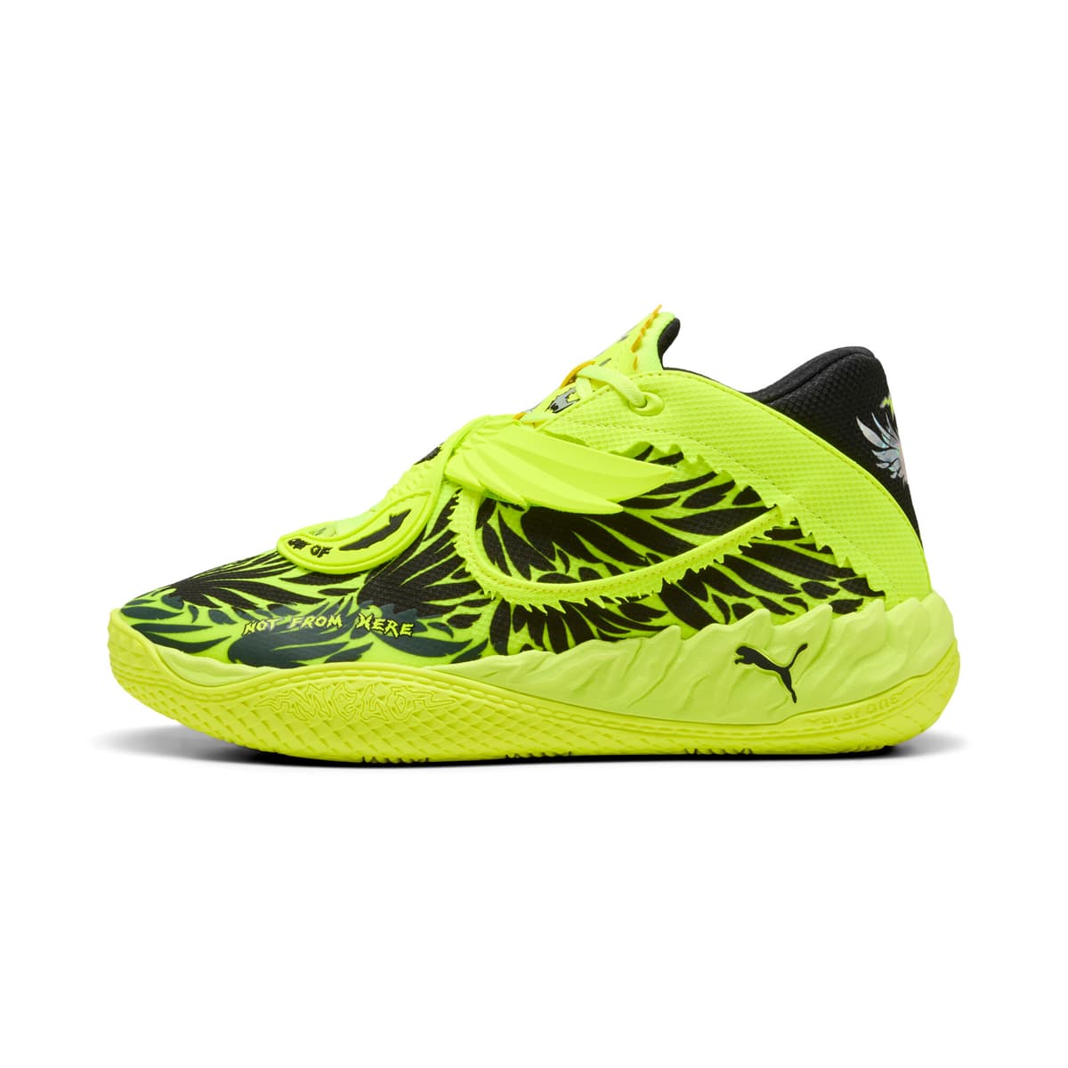 PUMA MB.05 Voltage basketbalschoenen Uniseks, Zwart/Geel, Maat 38,5