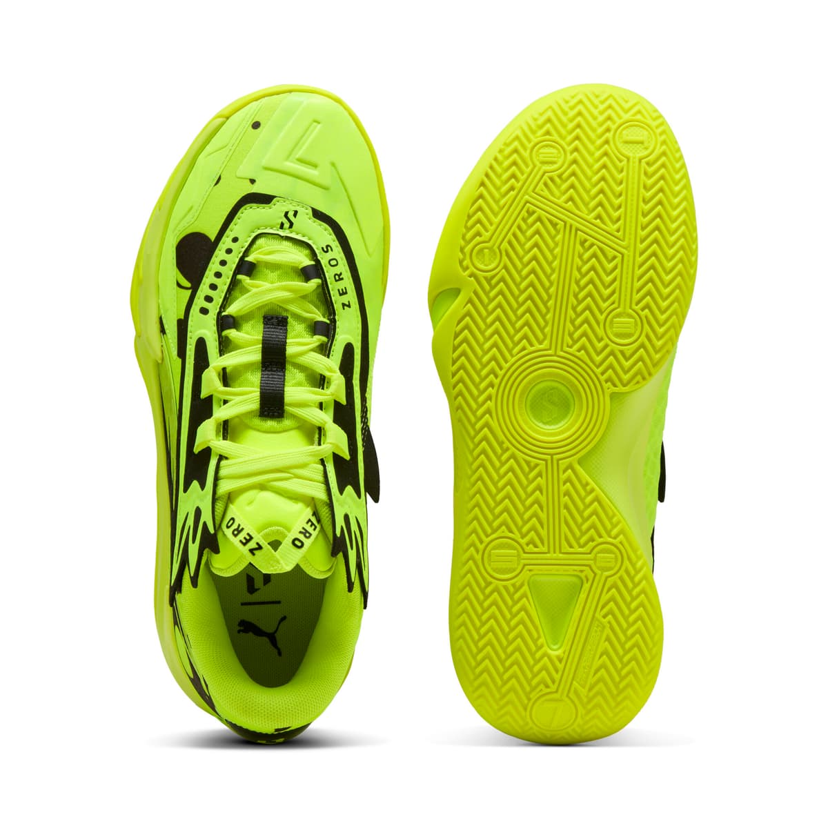 PUMA Scoot Zeros II uniseks basketbalschoenen, Zwart/Geel, Maat 45 thumbnail 5