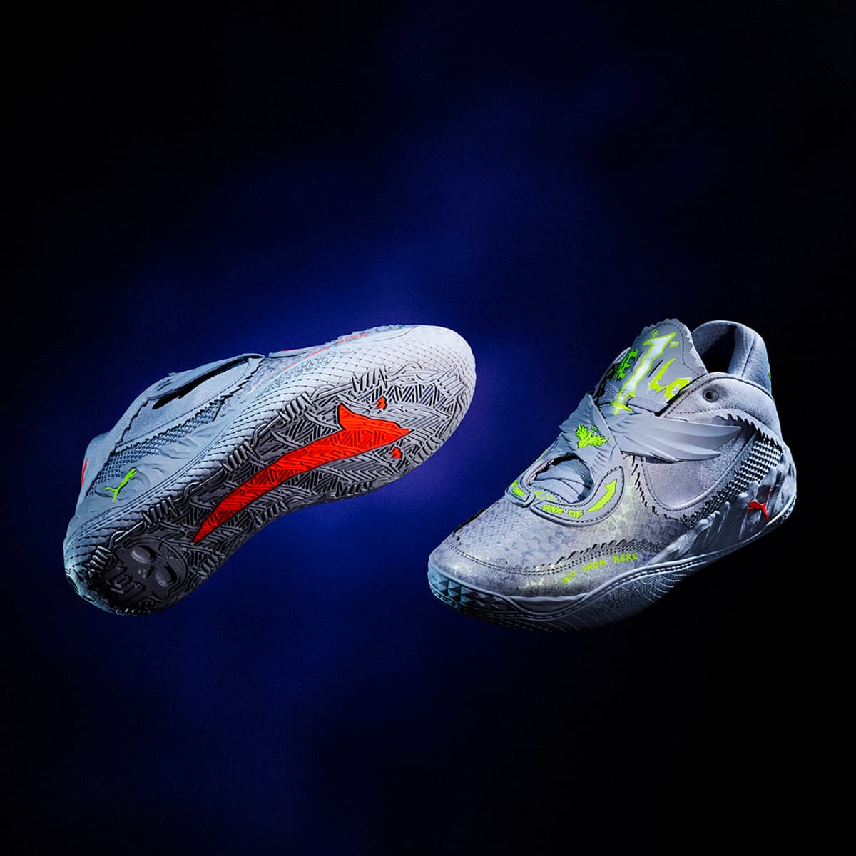 PUMA MB.05 Metallic uniseks basketbalschoenen, Rood/Geel/Zilver, Maat 43 thumbnail 3