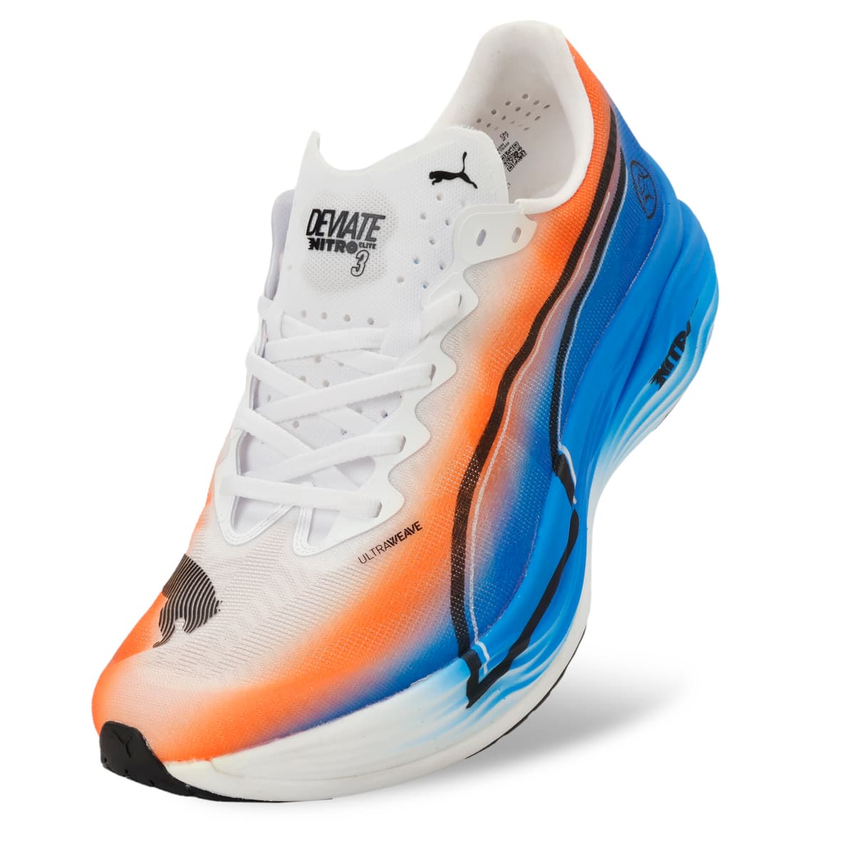 PUMA Deviate NITROâ¢ Elite 3 Ekiden hardloopschoenen voor Heren, Zwart/Wit, Maat 47 thumbnail 2