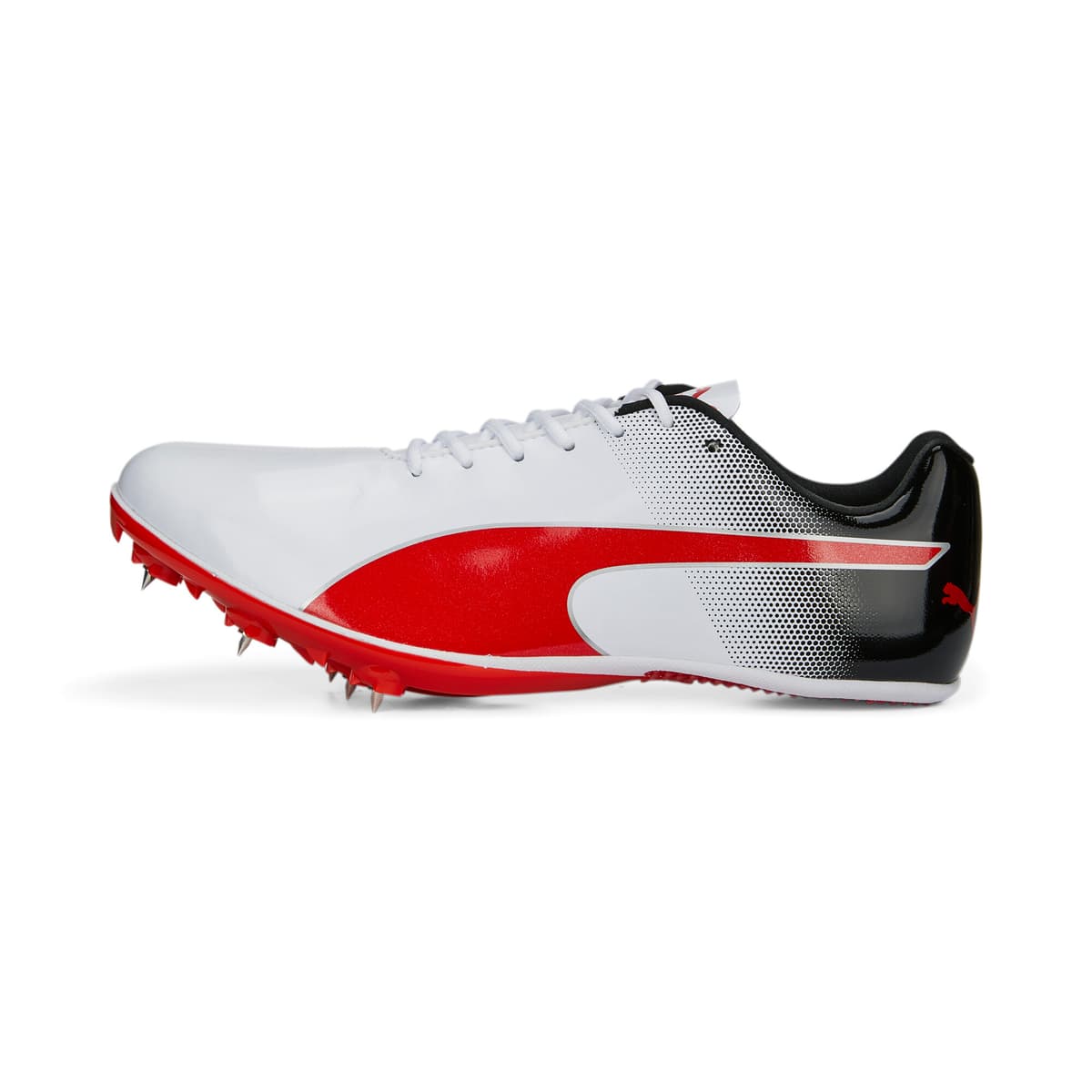 PUMA evoSPEED Sprint 14 atletiekschoenen voor Heren, Zwart/Rood/Wit, Maat 34,5