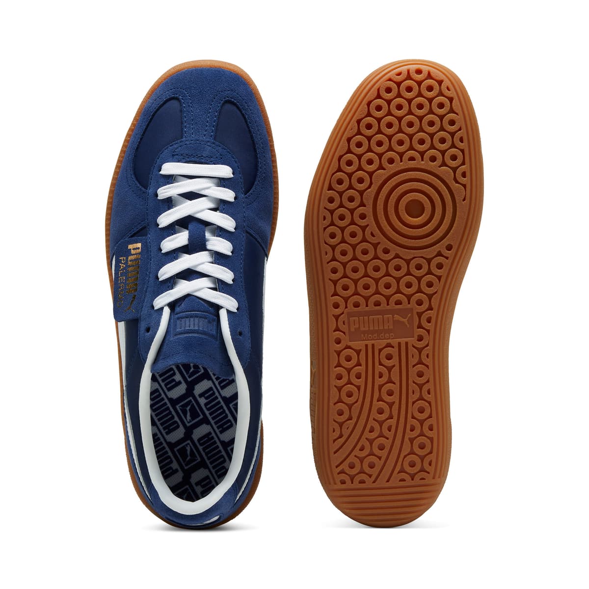 PUMA Palermo OG sneakers uniseks, Blauw/Wit/Goud, Maat 47 thumbnail 4