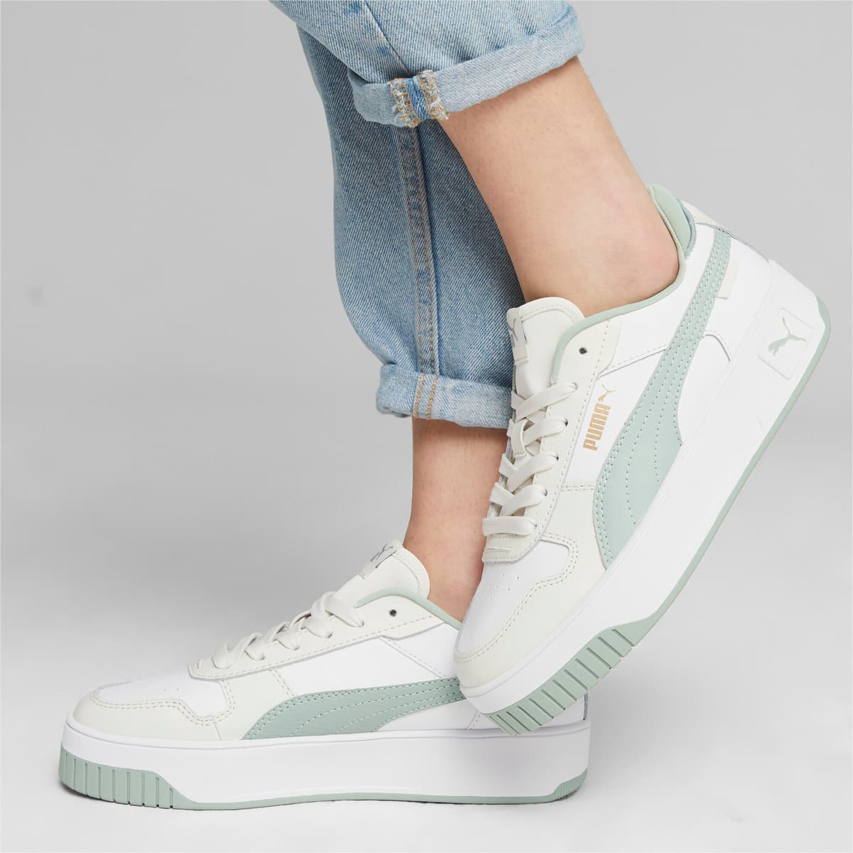 PUMA Carina Street sneakers voor Dames, Groen/Grijs/Wit, Maat 37 thumbnail 8