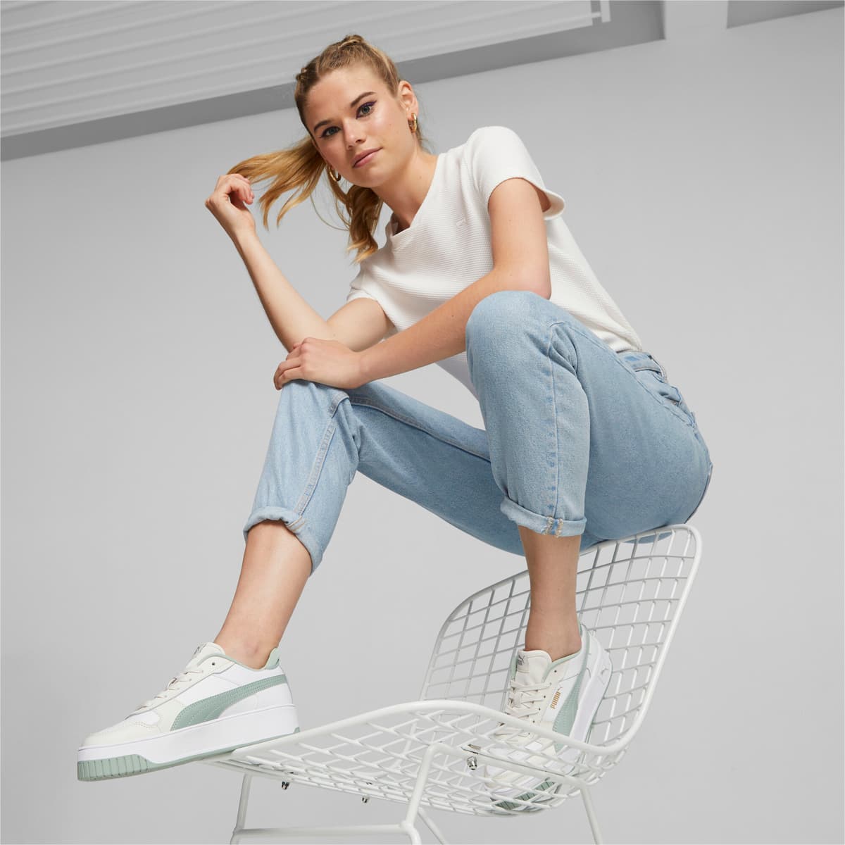 PUMA Carina Street sneakers voor Dames, Groen/Grijs/Wit, Maat 37 thumbnail 7