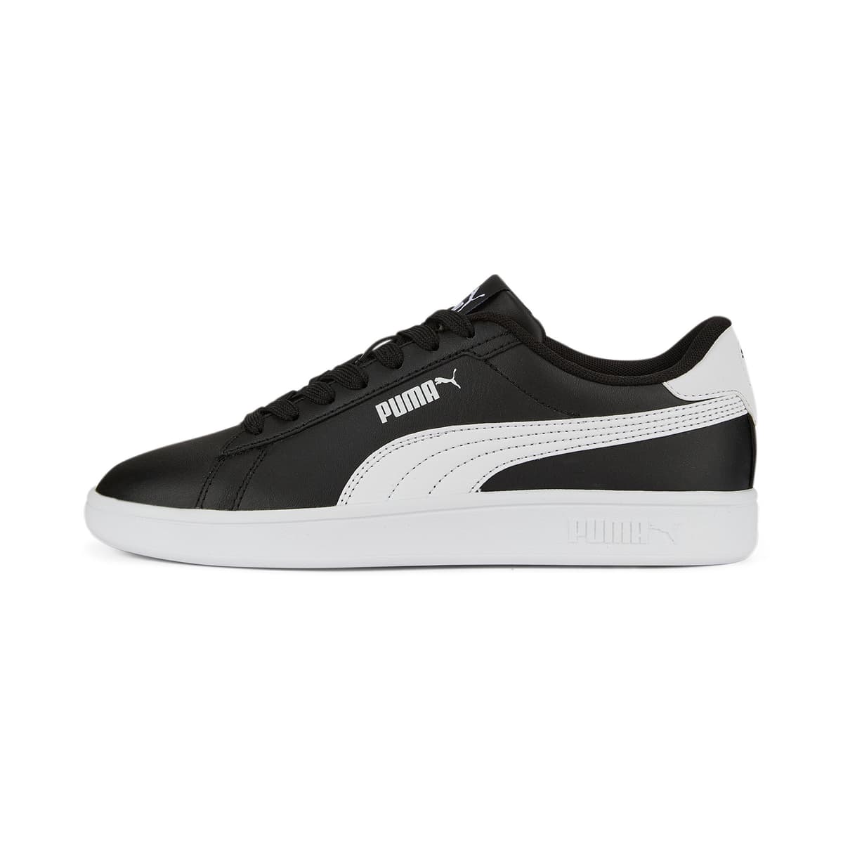 PUMA Smash 3.0 leren sneakers, Zwart/Wit, Maat 37,5