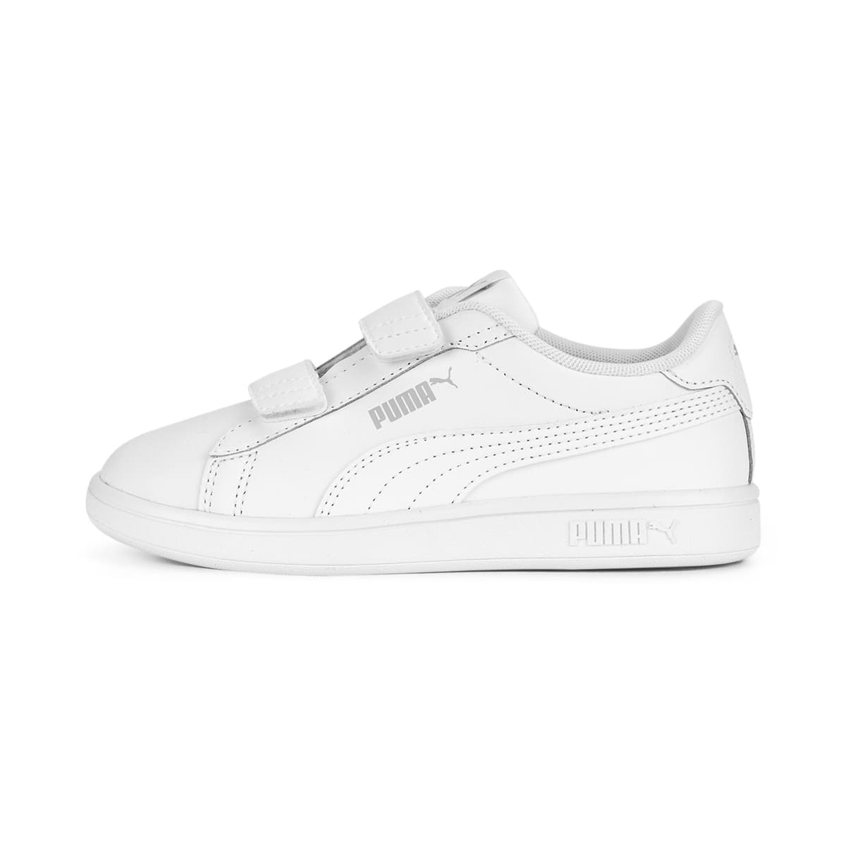 PUMA Smash 3.0 leren V sneakers, Grijs/Wit, Maat 29