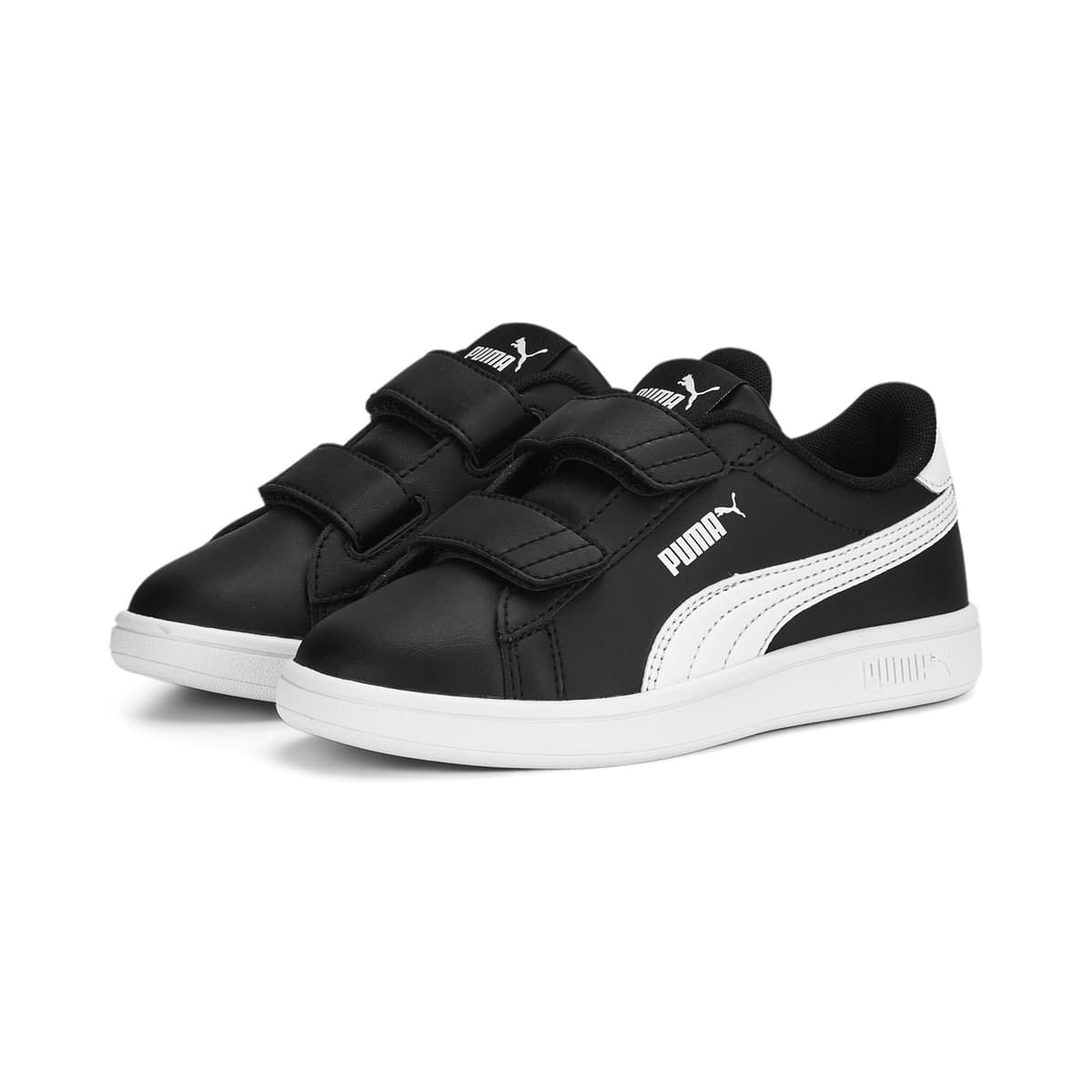 PUMA Smash 3.0 leren V sneakers, Zwart/Wit, Maat 27,5 thumbnail 6