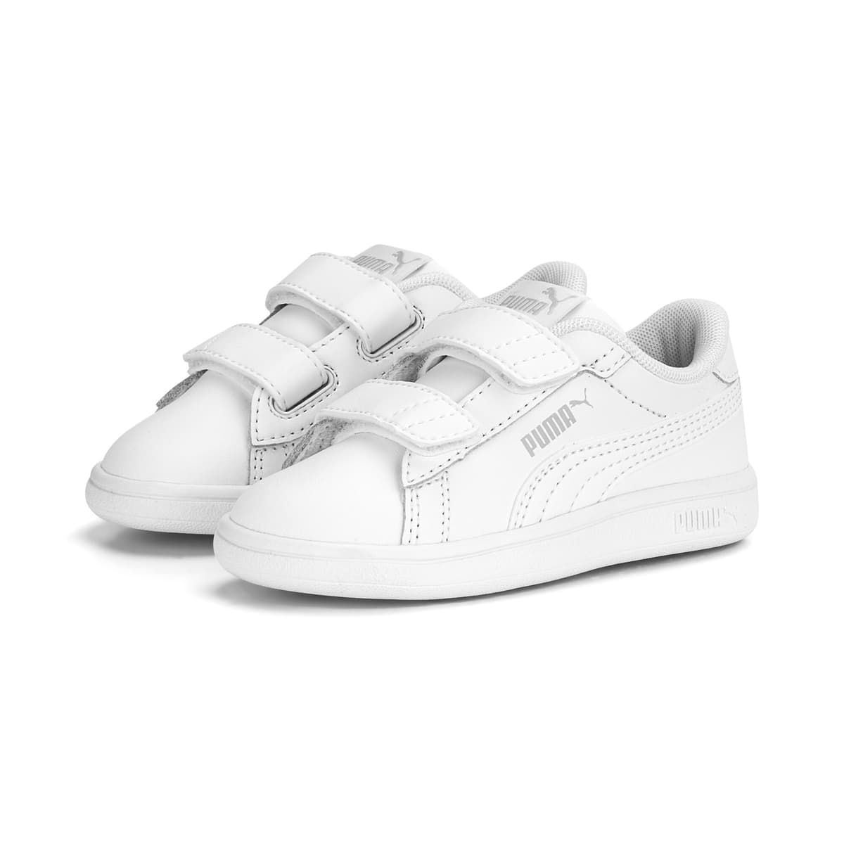 PUMA Smash 3.0 leren V sneakers, Grijs/Wit, Maat 22 thumbnail 6