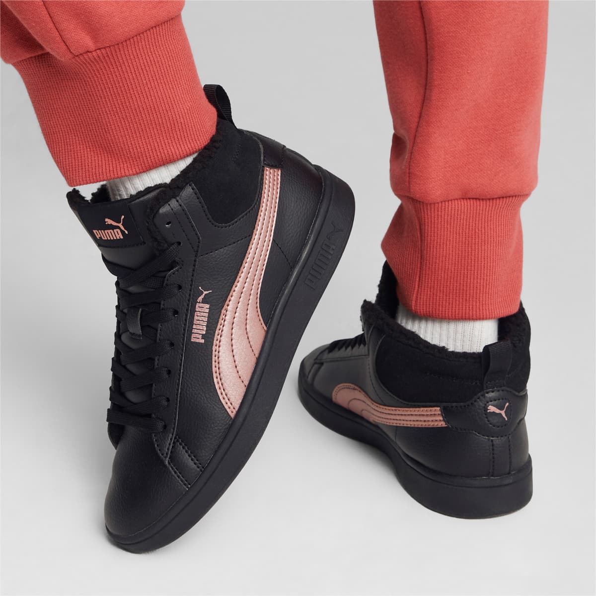 PUMA Smash 3.0 Mid WTR sneakers, Roze/Zwart/Goud, Maat 45 thumbnail 8
