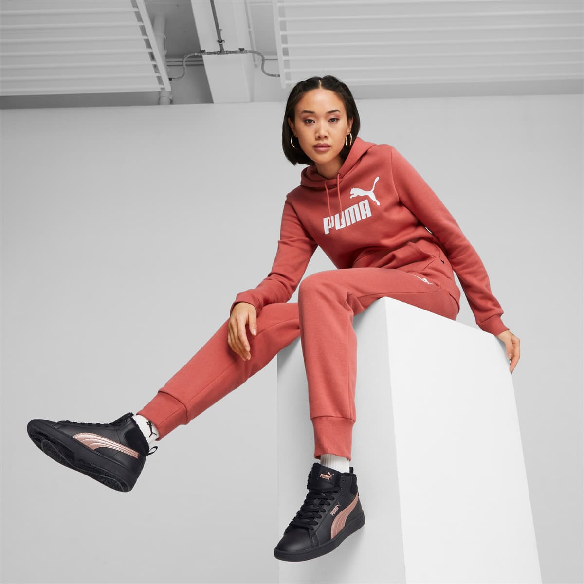 PUMA Smash 3.0 Mid WTR sneakers, Roze/Zwart/Goud, Maat 45 thumbnail 7